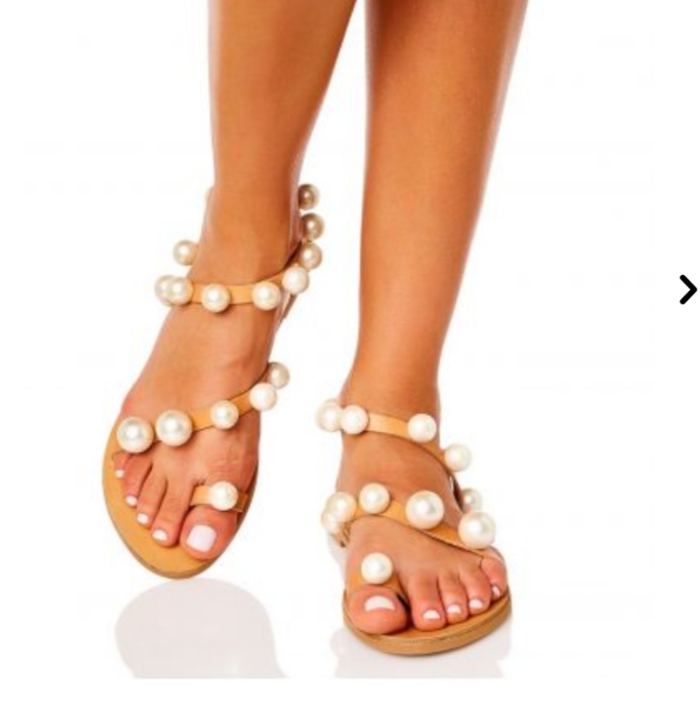Nwot- Elina Linardaki  Wrap around pearl sandals.